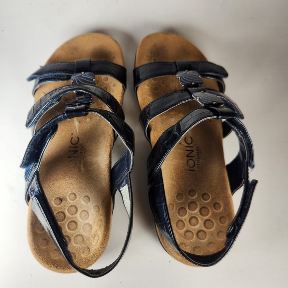 VIONIC Women's Amber Sandal 39 / 7 Blue Leather Strappy Comfort Orthotic Shoes - Picture 7 of 11